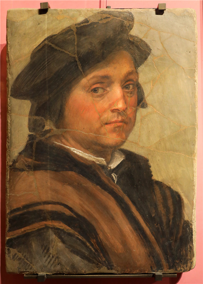 安德里亚·德尔·萨托( Andrea del Sarto)作品-自画像 autoritratto, affresco su embrice, 1528-30