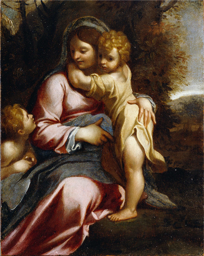 安尼巴莱·卡拉奇（Annibale Carracci）作品-麦当娜和圣约翰的孩子