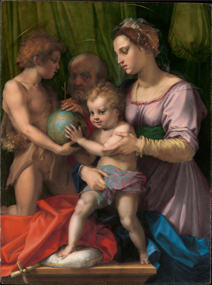 安德里亚·德尔·萨托( Andrea del Sarto)作品-圣家族与年轻的施洗者圣约翰