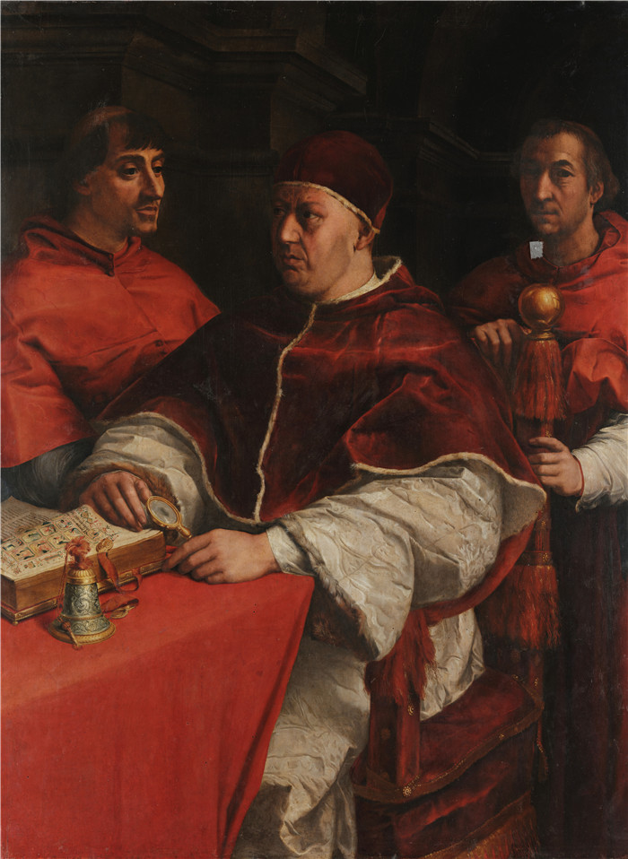 安德里亚·德尔·萨托( Andrea del Sarto)作品-教皇利奥十世与两位红雀的肖像