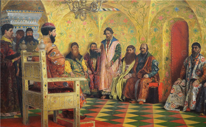 安德烈·里亚布什金（Andrei Ryabushkin）画作-沙皇波雅尔杜马
