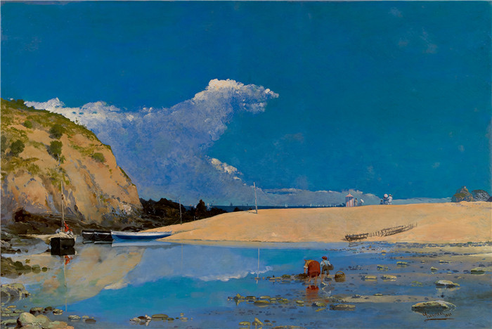 安塞尔莫·吉尼亚(Anselmo Guinea)的画作-巴基奥海滩The beach at Bakio (1881)