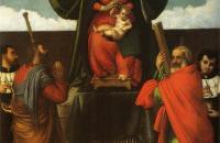 洛伦佐·洛托(Lorenzo Lotto)作品-圣母与圣子与四位圣人一同登基