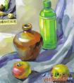 水粉画陶罐塑料瓶的画法