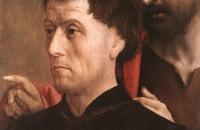 雨果范德格斯（Hugo van der Goes，佛兰芒，1440-1482）作品-与施洗者圣约翰一起祷告的人的肖像