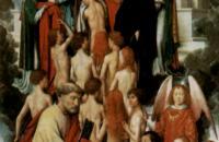 汉斯·梅姆林（Hans Memling，1430 – 1494 年，德国画家）作品-最后的审判三联画，左翼，与圣彼得在天堂（天堂）门口的祝福者