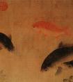 刘窠《落花游鱼图》国画作品（北宋）