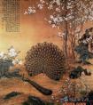 郎世宁《孔雀开屏图》 郎世宁国画作品-清
