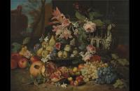 亚伯拉罕·布鲁格（ABRAHAM BRUEGHEL）-鲜花和水果静物 作品欣赏