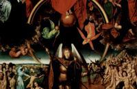 汉斯·梅姆林（Hans Memling，1430 – 1494 年，德国画家）作品-最后的审判三联画，中央面板，Maiestas Domini 与大天使迈克尔称重灵魂
