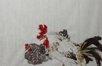 牡丹公鸡写意画法