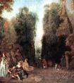 华多的《穿过皮耶可洛斯公园中树木间来观察》作品-法国
