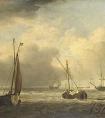 范德维德的《微风中离岸的荷兰船只和小船》作品