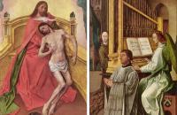 雨果范德格斯（Hugo van der Goes，佛兰芒，1440-1482）作品-三位一体祭坛面板（详细）