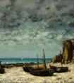 库尔贝《艾特瑞塔海滩的船只》作品-法国