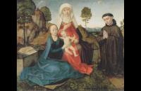 雨果范德格斯（Hugo van der Goes，佛兰芒，1440-1482）作品-圣母子与圣安妮和方济会捐赠者