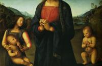 彼得罗·佩鲁吉诺（Pietro Perugino，意大利）-圣母与孩子、圣约翰和天使（麦当娜·德尔·萨科）