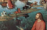 汉斯·梅姆林（Hans Memling，1430 – 1494 年，德国画家）作品-亚历山大圣凯瑟琳神秘婚姻的三联画，右翼：帕特莫斯岛福音传教士圣约翰的场景