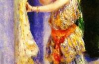 雷诺阿《手擎隼的女孩》 雷诺阿油画作品-法国