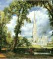 《从主教花园望见的索尔兹伯里大教堂》约翰・康斯太勃尔油画-英