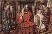 前1000幅世界名画-“麦当娜和孩子与佳能 Joris van der Paele” Jan Van Eyck - 面板上的油 - 122 x 157 cm