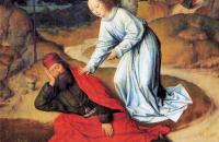 德克·布茨（Dirk Bouts，1415-1475，荷兰画家）作品-《沙漠中的先知以利亚》