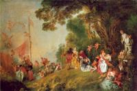 前1000幅世界名画-《西瑟拉朝圣》 Jean Antoine Watteau - 布面油画 - 129 x 194 cm