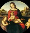 拉斐尔【圣母子，施洗者约翰及一圣童】作品-- 意大