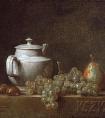 夏尔丹的《茶壶、葡萄、栗子和洋梨》作品