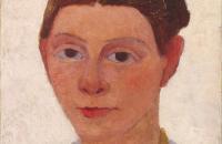 保拉·莫德松-贝克尔  《戴琥珀项链的自画像》作品