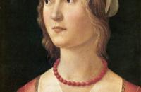 多梅尼哥·基尔兰达约（Domenico Ghirlandaio，1448-1494，意大利）作品-一个年轻女子的肖像
