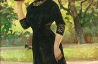 卡尔·福普（Carl Forup）-我在公园里戴布雷德斯基盖特女士的帽子-1910油画作品