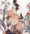 倪田作品《花猫图》 倪田国画 清