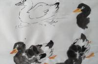 小鸭和桃花的画法