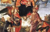 多梅尼哥·基尔兰达约（Domenico Ghirlandaio，1448-1494，意大利）作品-麦当娜与圣徒荣耀