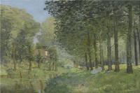 阿尔弗雷德·西斯利（Alfred Sisley，法国画家）作品-《沿着溪流休息。森林边缘 (1878)》