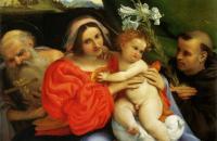 洛伦佐·洛托(Lorenzo Lotto)作品-圣母与圣子托伦蒂诺的杰罗姆和尼古拉斯