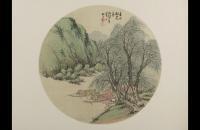 杨柳谷春钩艇图纨扇 清代