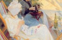 丹麦画家佩德·塞弗林·克罗耶(peder severin kroyer)《玛丽和她的母亲在花园里》