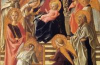 菲利波·里皮（Filippo Lippi ，1406-1469，意大利画家）作品-麦当娜和圣徒登基的孩子