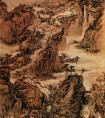 髡残《层岩叠壑图》 髡残国画作品-清