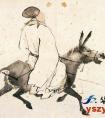 张路《骑驴图》国画作品_明