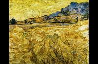文森特·梵高作品 –装有收割机和太阳的麦田 油画