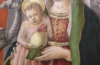 卡洛·克里维利（Carlo Crivelli，意大利画家，1435-1495）作品--麦当娜与捐赠者登基（详细）