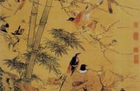 《三友百禽图》作品  明 边景昭